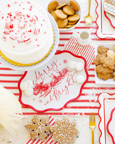 WNT1231 - Red Vintage Merry Christmas Bamboo Tray