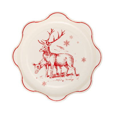 WNT1240 - Red Vintage Line Art Plates