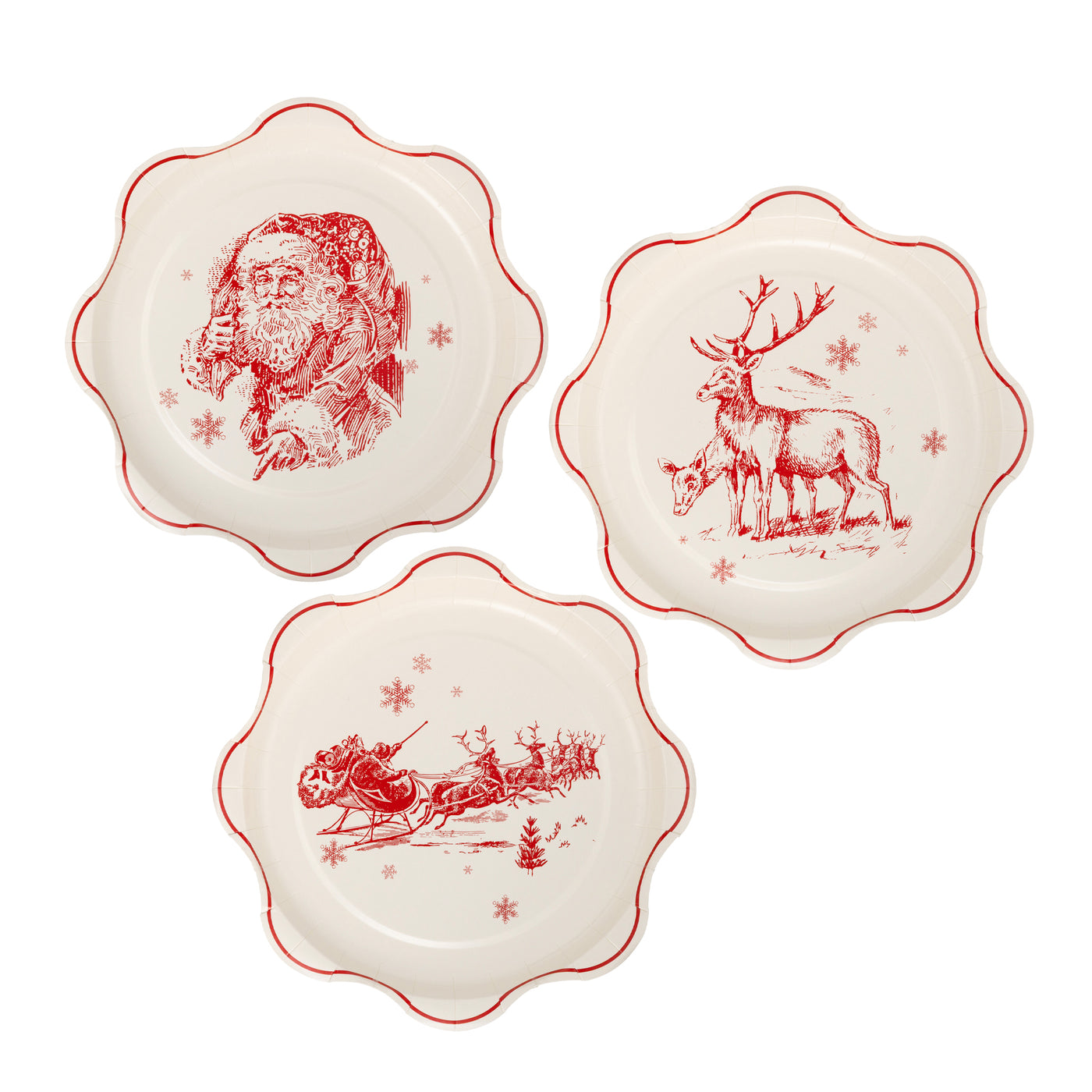 WNT1240 - Red Vintage Line Art Plates