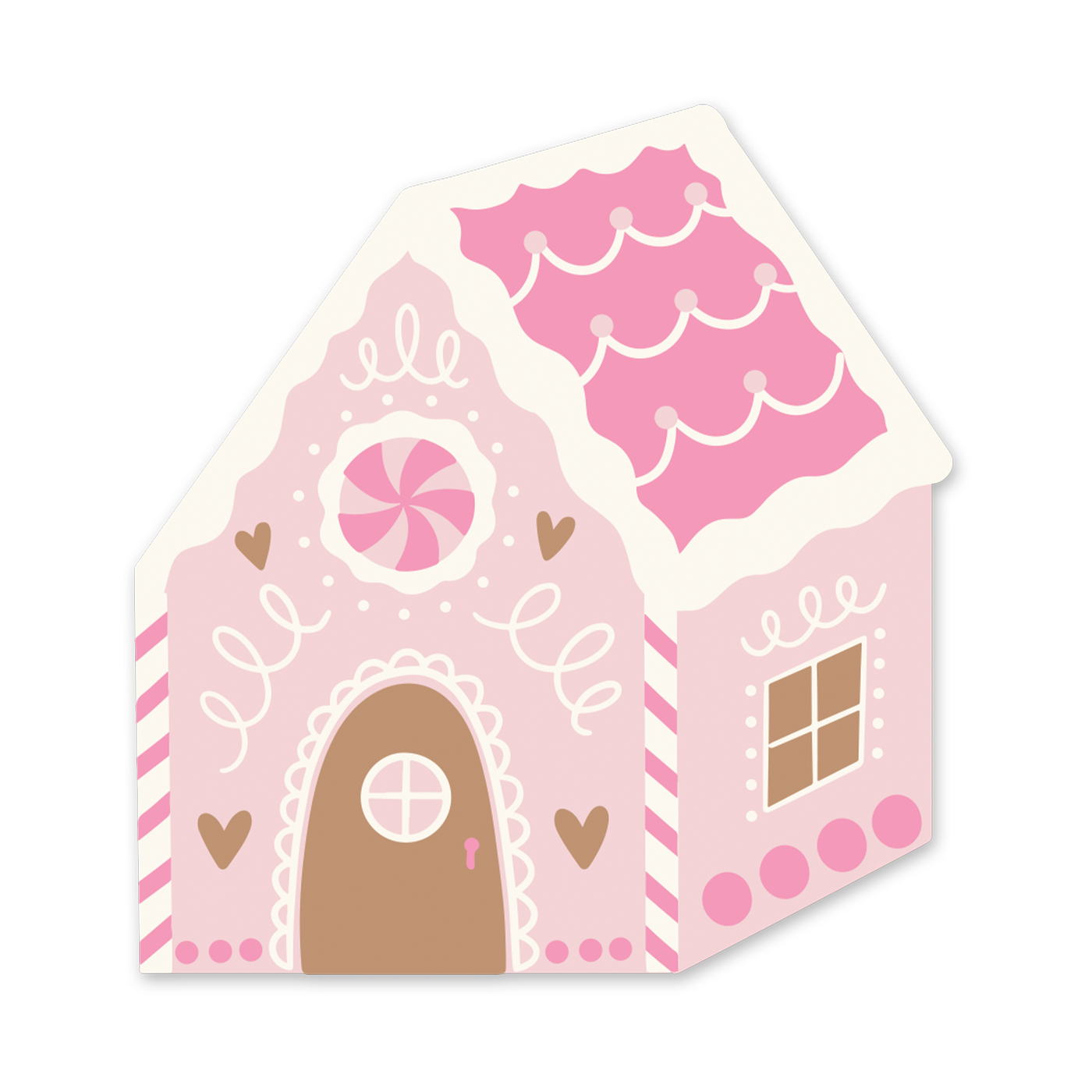 PLNP653 - Pink Gingerbread House Shaped Guest Napkin