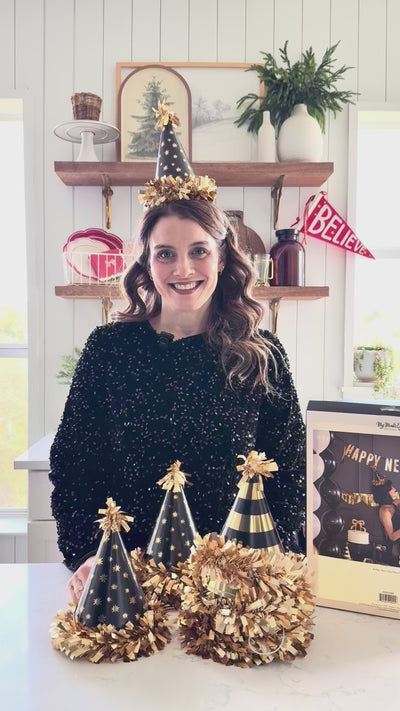 NYE1208 - Black and Gold Party Hats