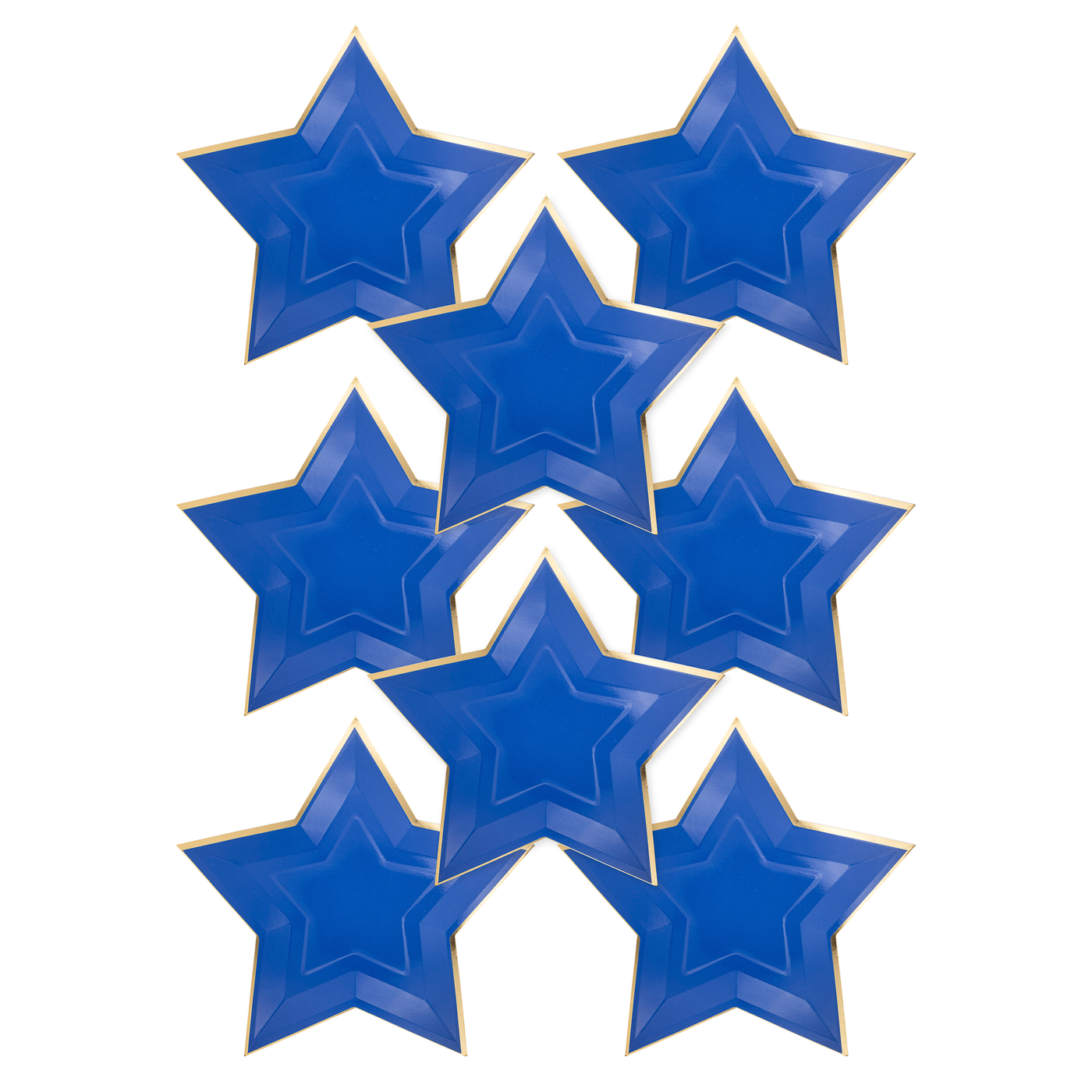 SSP1043 - Blue Star Shaped Gold Foiled Paper Plate