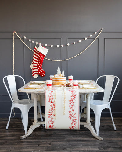 BEC822 - Red Holly Paper Table Runner
