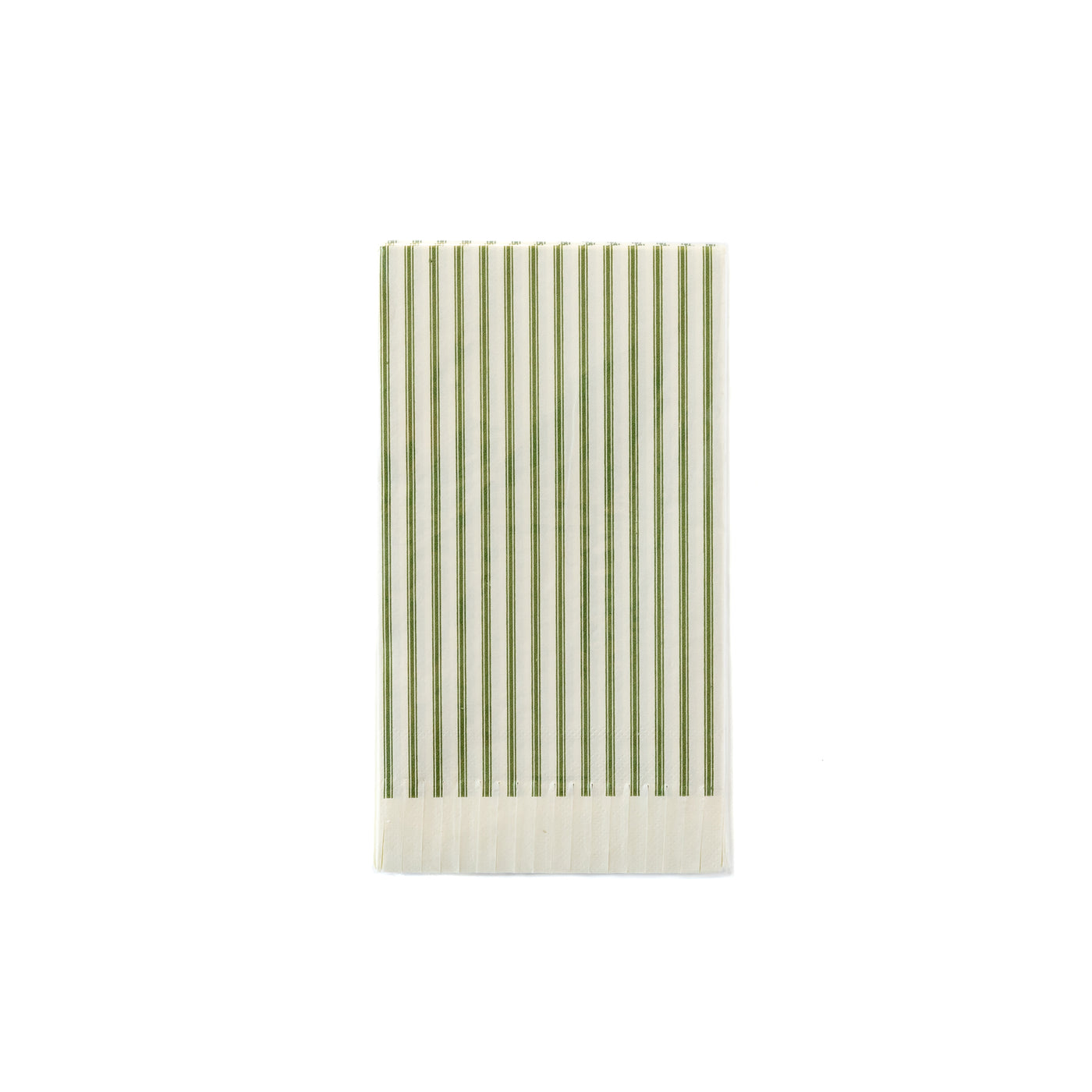 BTC839 - Green Ticking Fringed Guest Towel