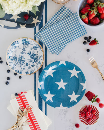 HAM838 - Hamptons Navy Gingham Paper Guest Towel