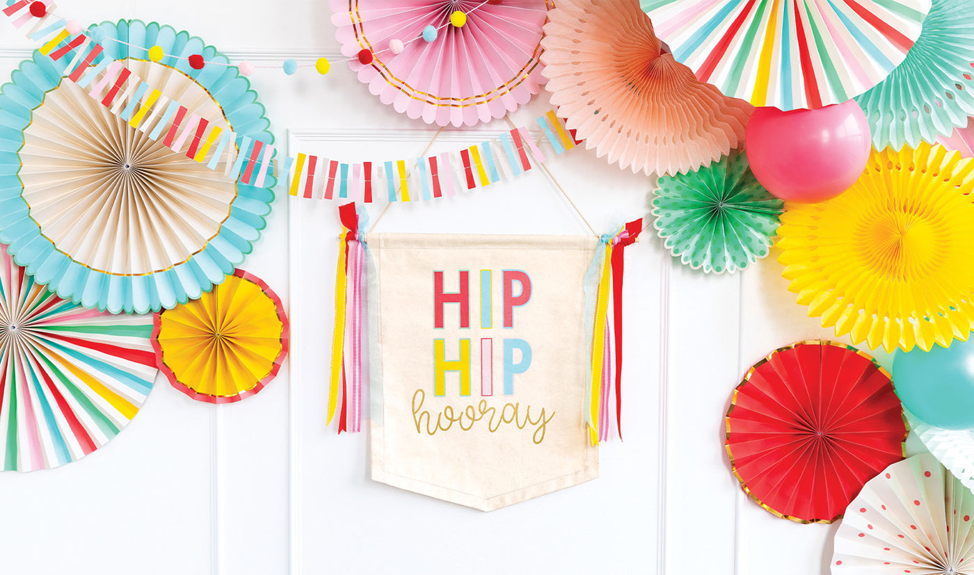 HBD704-Hip Hip Hooray Canvas Banner