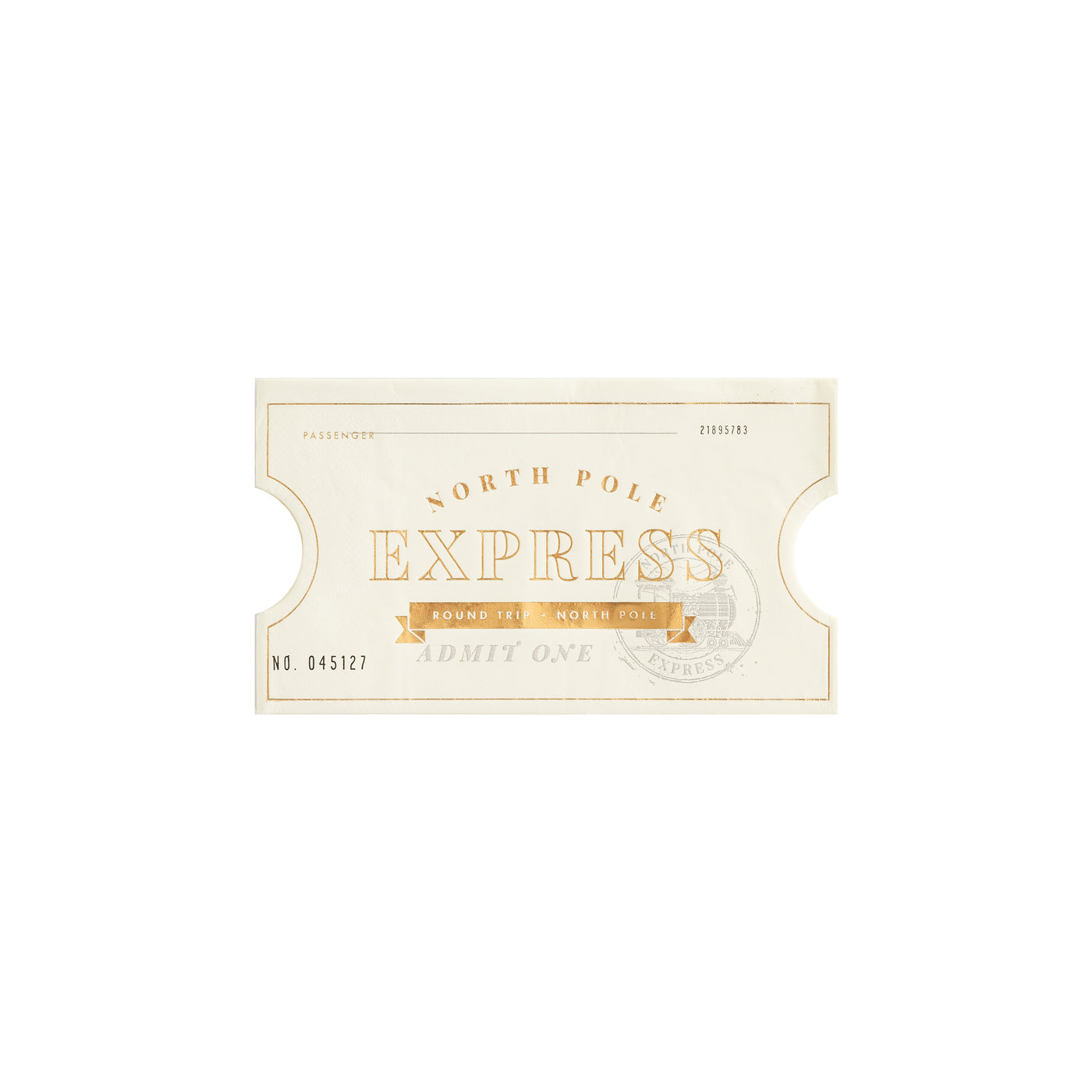 PRESALE SHIPPING MID OCTOBER - NOR939 - North Pole Express Ticket Shaped Guest Napkin