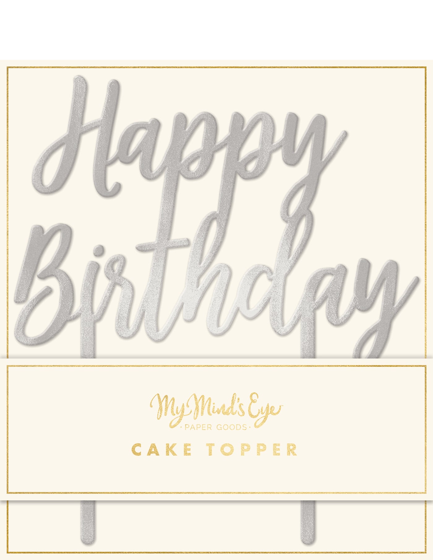 PGB612-Basic Silver Happy Birthday Cake Topper