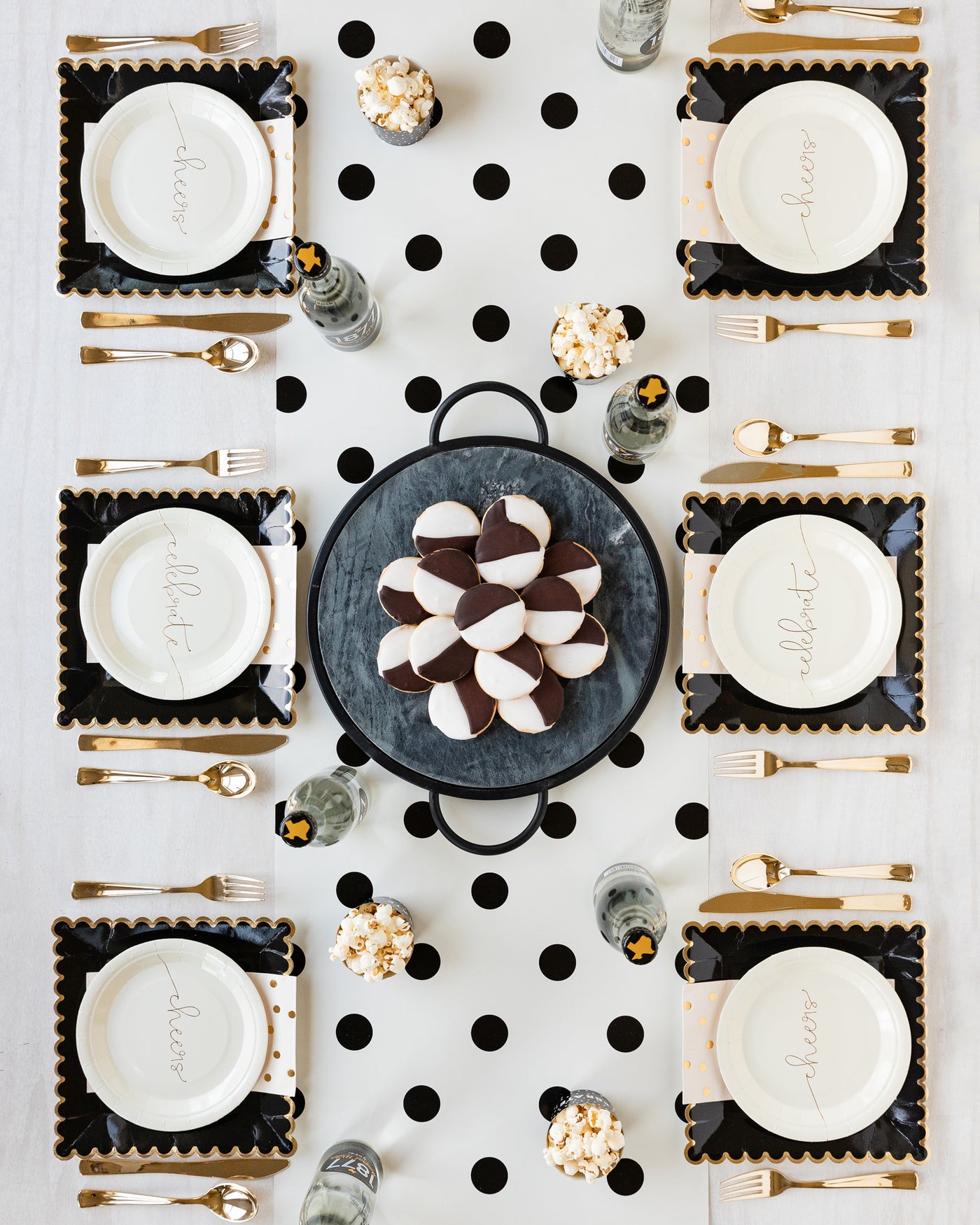 PGB816 - Cream with Black Dots Paper Table Runner