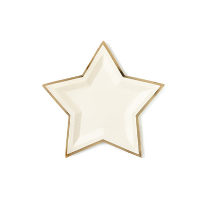 PGB840 - Cream Star Shaped 9" Gold Foiled Plates