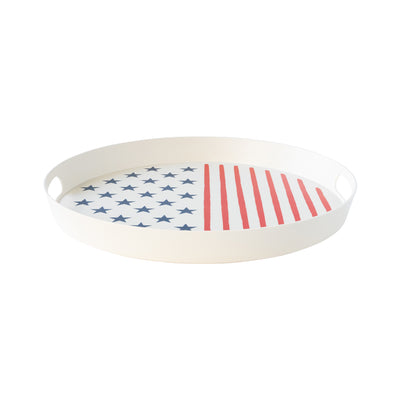 PLBT140 -  Stars and Stripes Reusable Bamboo Round Serving Tray