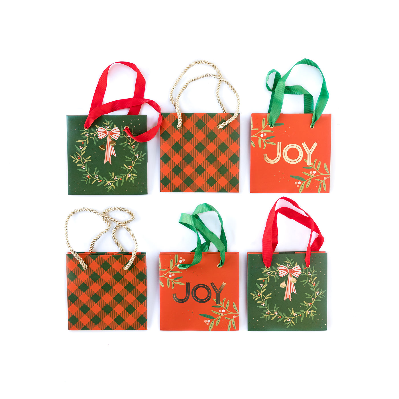 PLGBS05 -Christmas Wreath Mini Gift Bag Set of 6