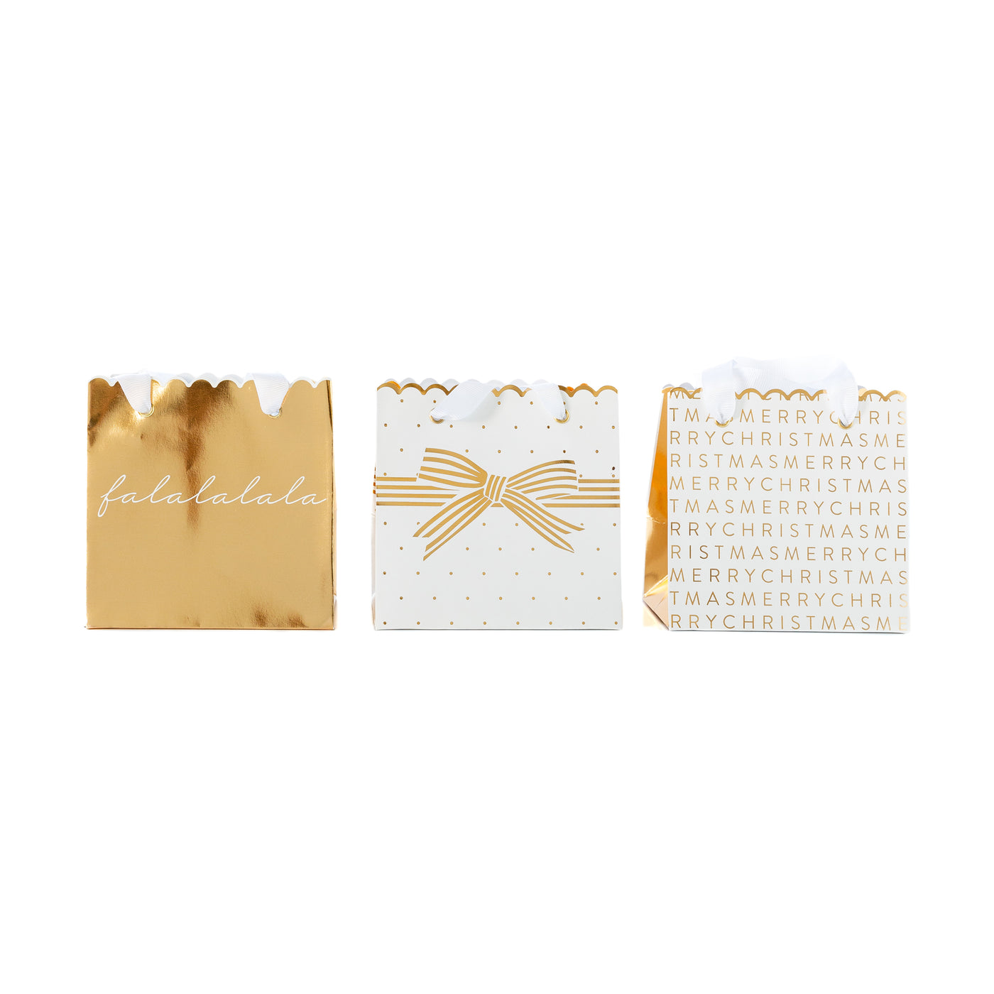 PLGBS22A - Gold Bow Mini Gift Bag Set of 6