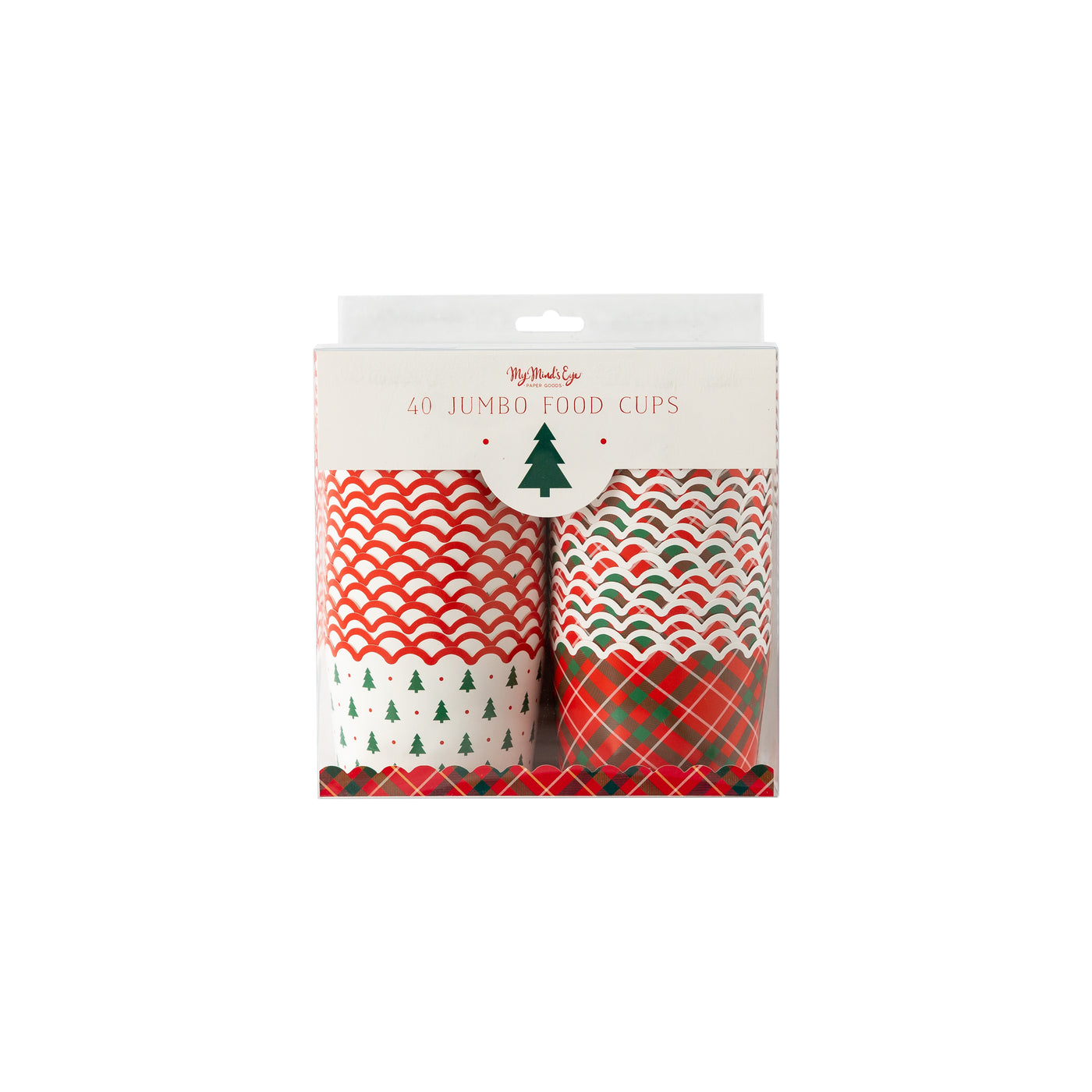 PLJC1043 - Christmas Tree Plaid Jumbo Food Cups (40 pcs)