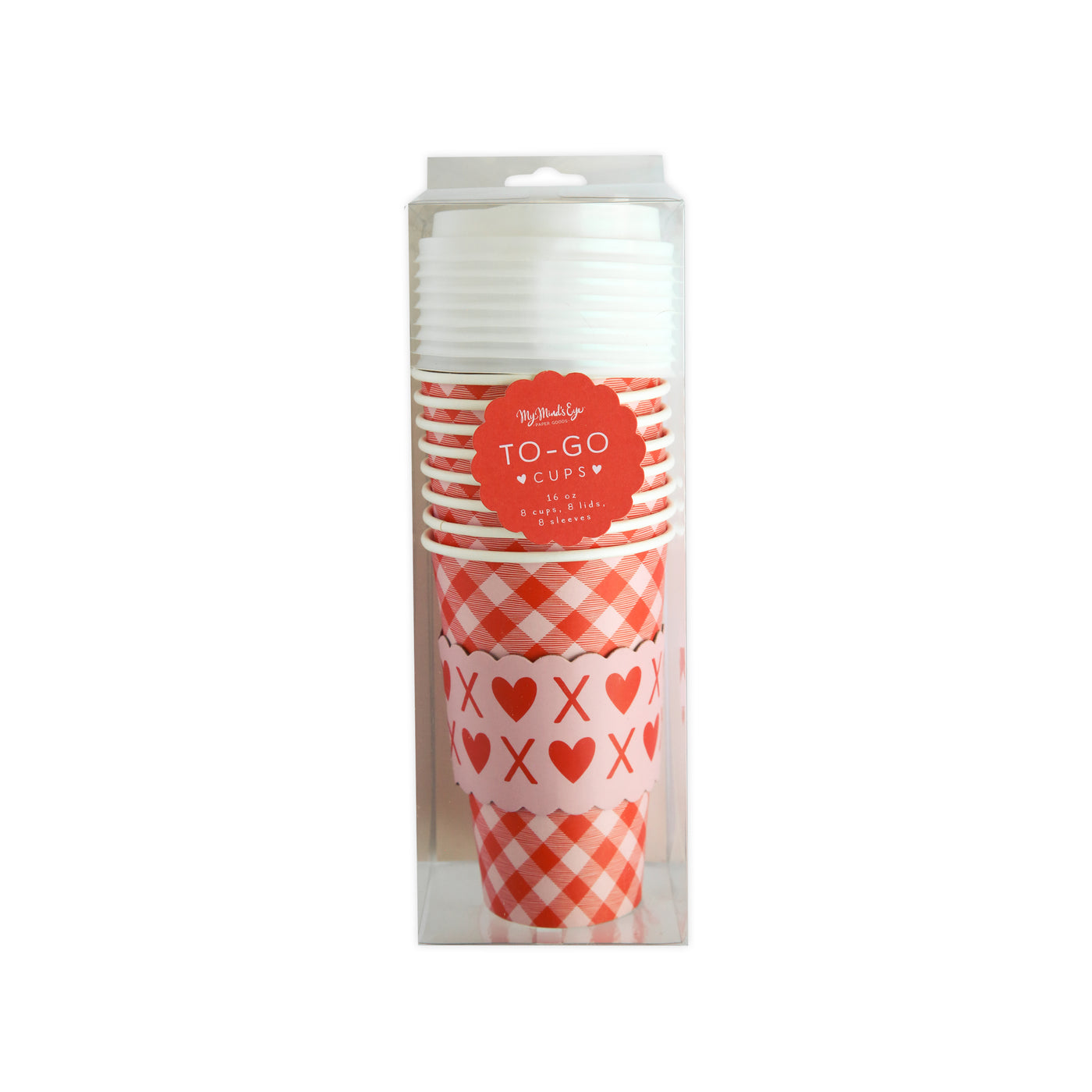 PLLC305 - Red/Pink Gingham To-Go Cups (8 ct)
