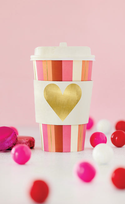 PLLC310 - Pink and Gold Stripes To-Go Cups (8 ct)