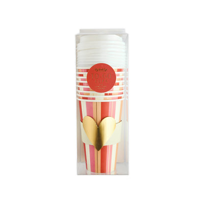PLLC310 - Pink and Gold Stripes To-Go Cups (8 ct)