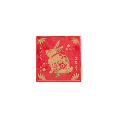 PLNY160 - Lunar New Year Foiled 2023 Rabbit Cocktail Napkin