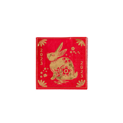 PLNY160 - Lunar New Year Foiled 2023 Rabbit Cocktail Napkin