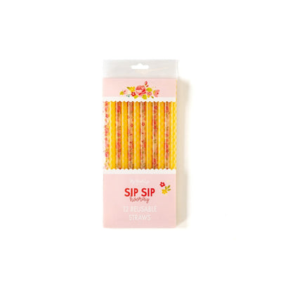 PLSS133 - Bright Gingham Floral Reusable Straws
