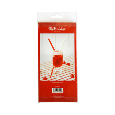 PLSS226 - Tiny Red/Pink Hearts Reusable Straws