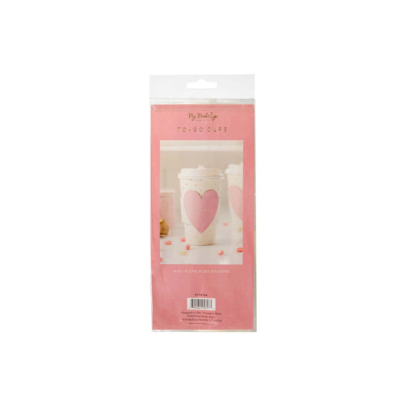 PLTG156 - Pink XOXO Heart Cozy To-Go Cups (8 ct)