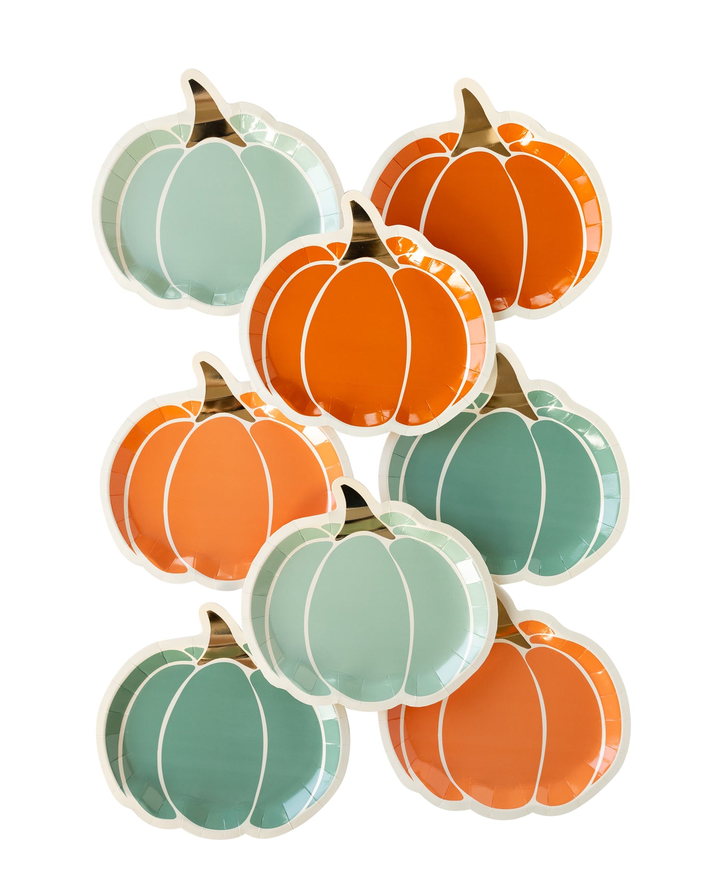 PLTS343C - Colorful Pumpkin Shaped Plates Set