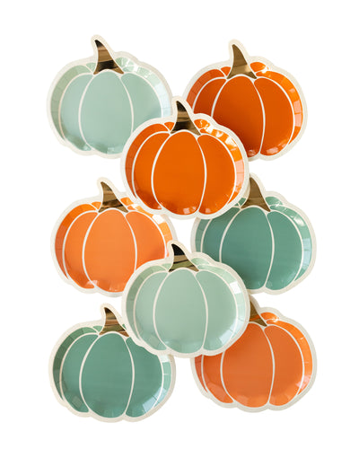 PLTS343C - Colorful Pumpkin Shaped Plates Set