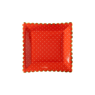 PLTS357G - Red With Polka Dot Scallop Plate