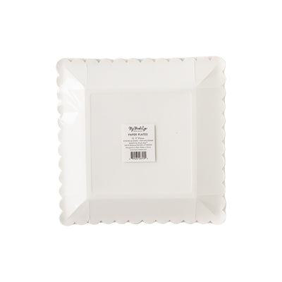 PLTS366E-MME - Stripe Square Scallop Paper Plate