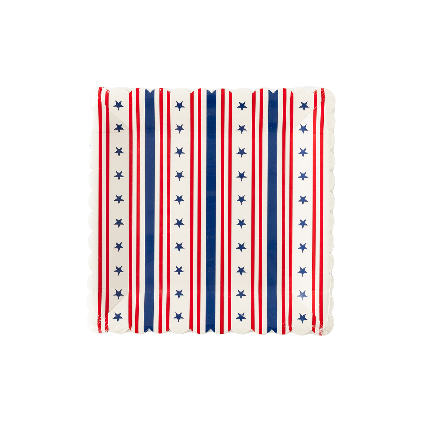 PLTS366E-MME - Stripe Square Scallop Paper Plate