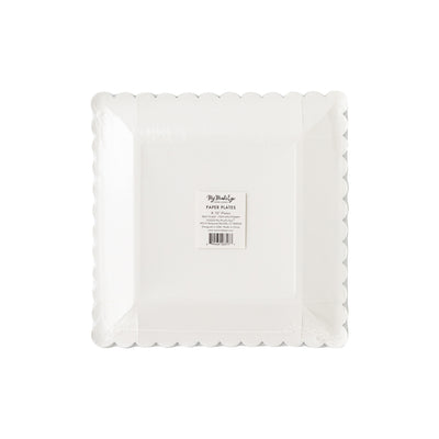 PLTS366M-MME - Square Plaid Scallop Paper Plate