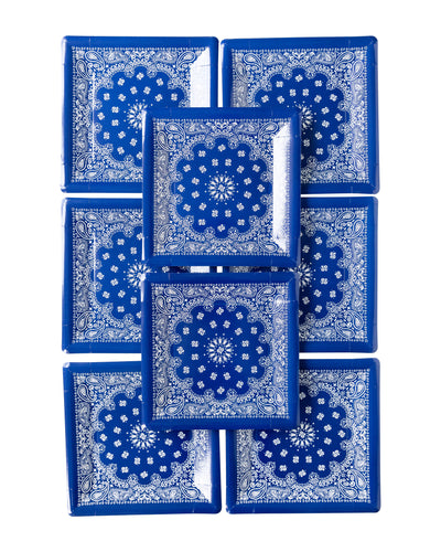 PLTS366R-MME - Blue Bandana Paper Plate
