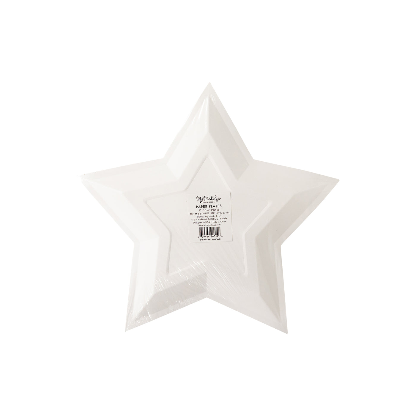 PLTS366i-MME - Denim and Stripes Star Shaped Paper Plate