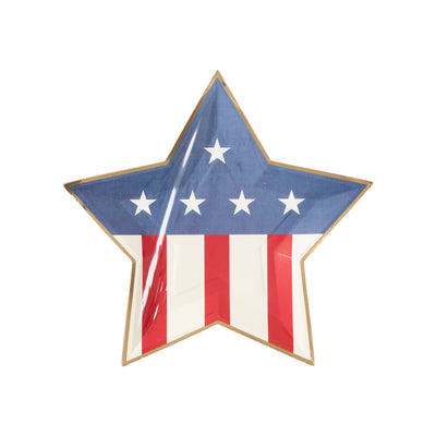 PLTS366i-MME - Denim and Stripes Star Shaped Paper Plate