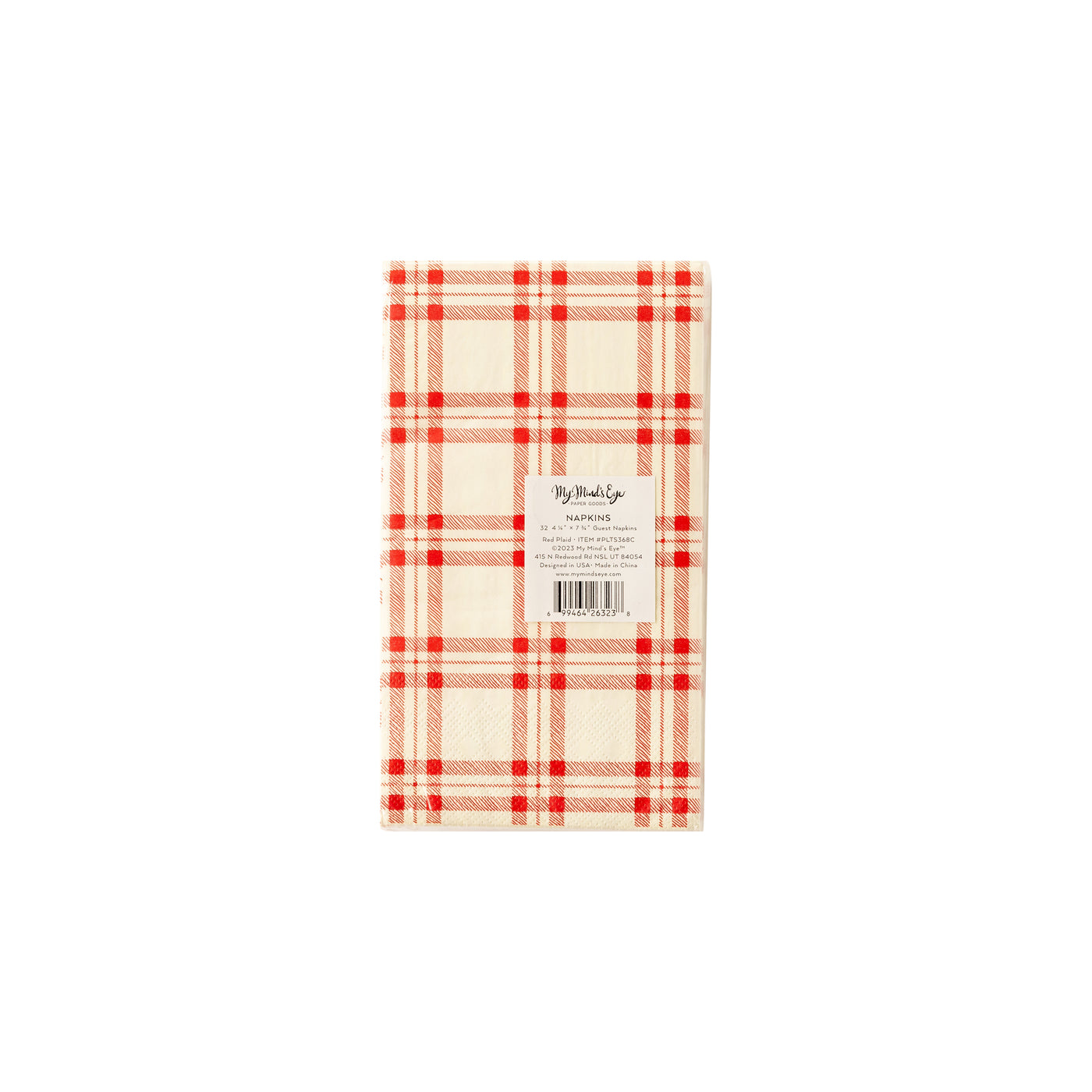 PLTS368C-MME - Red Plaid Paper Dinner Napkin