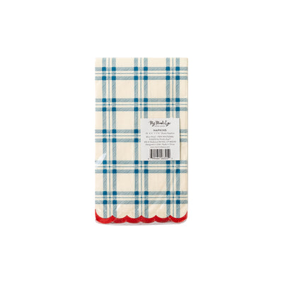 PLTS368o-MME - Blue Scallop Plaid Paper Dinner Napkin