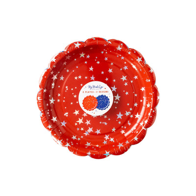 ROC941 - Red/Blue Sparklers Scallop Plate Set