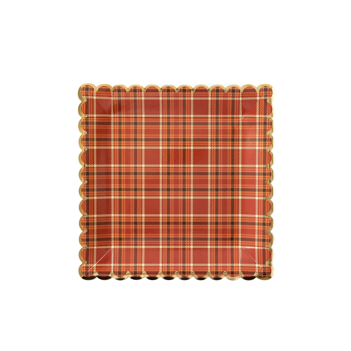 THP852 - Harvest Plaid 9" Scalloped Plate