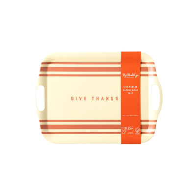 THP930 - Harvest Give Thanks Stripe Reusable Bamboo Tray