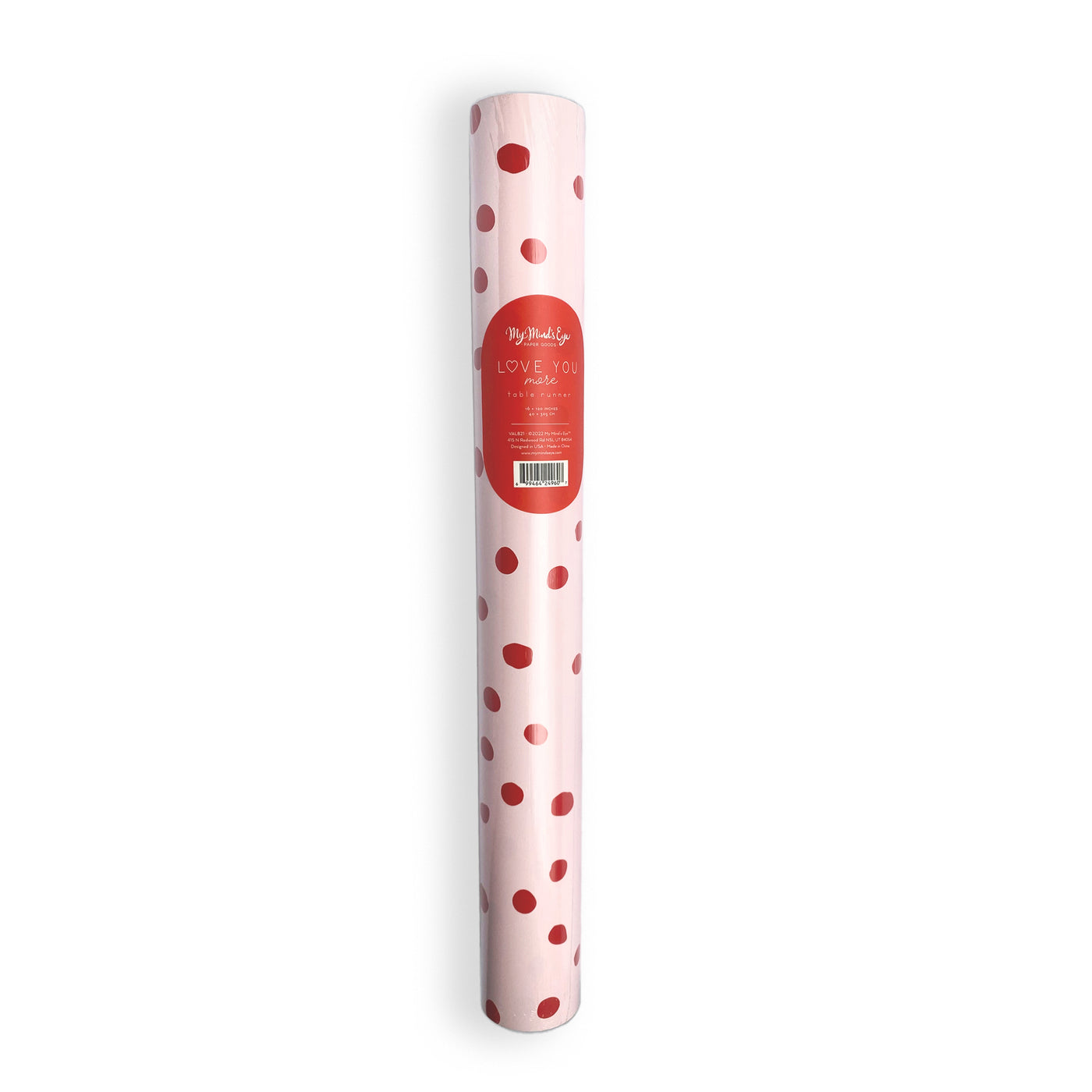 VAL821 - Pink With Red Dots Paper Table Runner