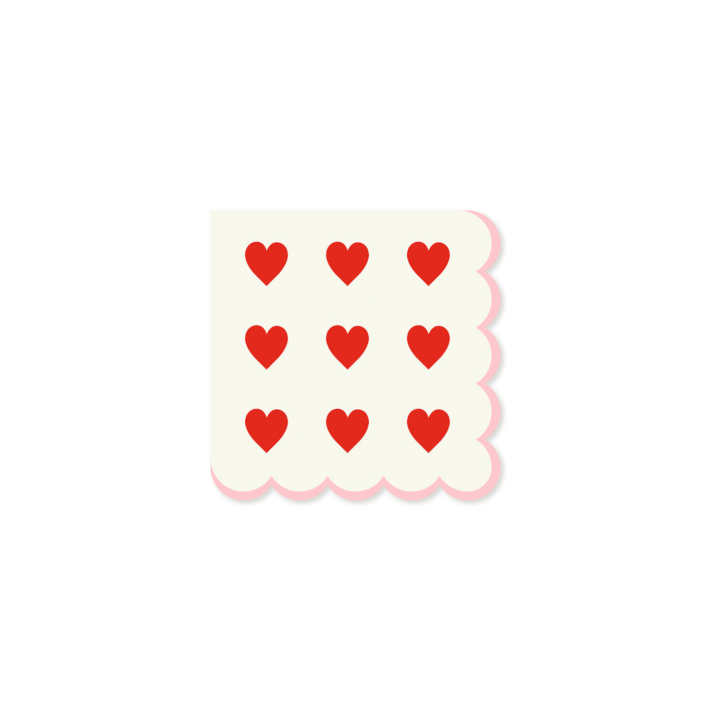 VAL839 - Pink and Red Hearts Scallop Cocktail Napkin