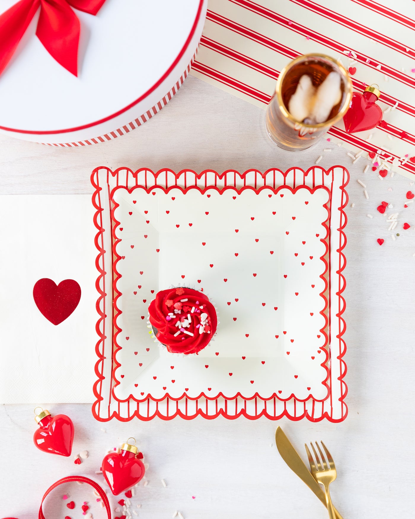 VAL939 - Valentine Red Foil Heart Guest Napkin