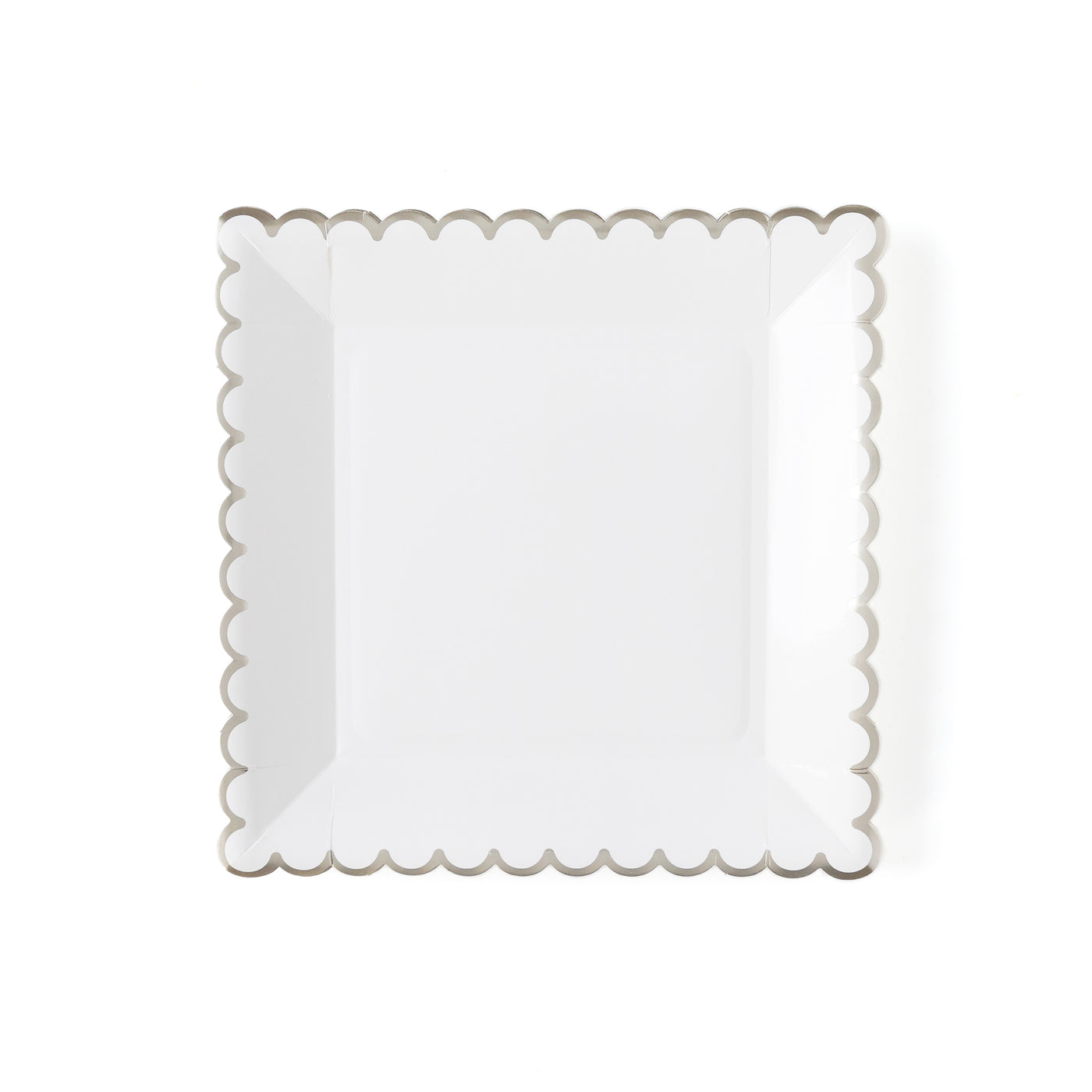 WHC840 - Winter White 9" Silver Scalloped Plate
